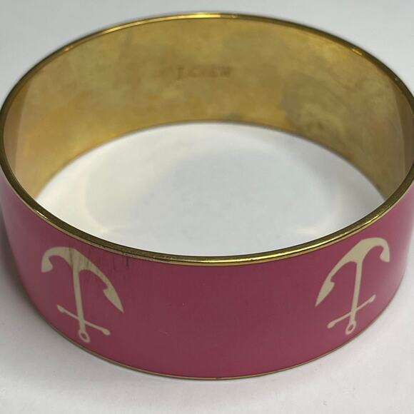 J. Crew bracelet costume signed jewelry pink bangle style anchor nautical preppy - Picture 2 of 12